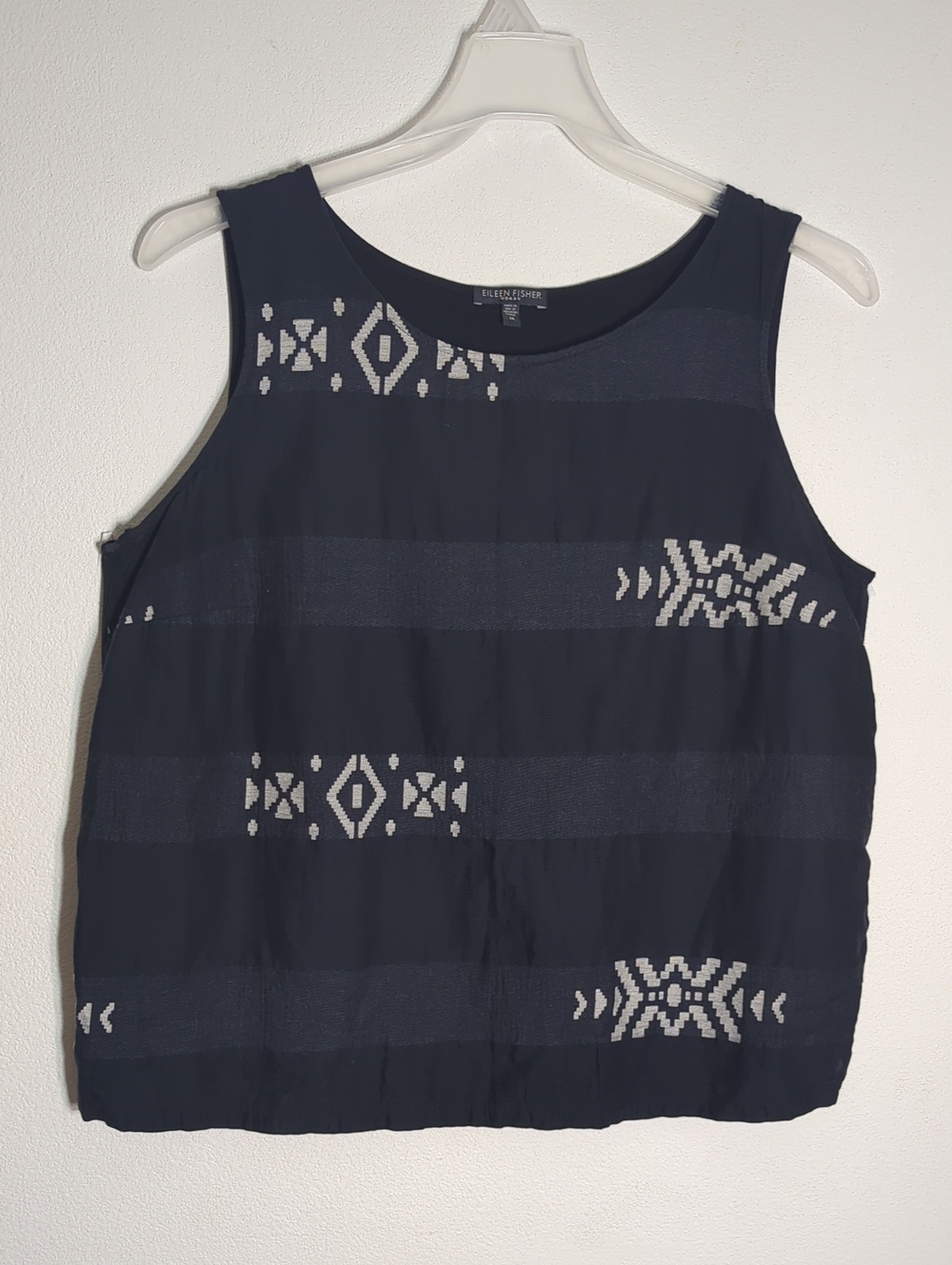 Eileen Fisher Womens Tank Top Embroidered Aztec Tribal Southwestern Plus Size 1X